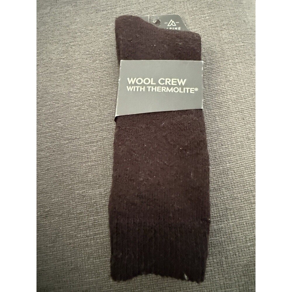 Alpine Design Wool Crew Socks Thermolite Brown Crew Hiking Outdoor NWT Large